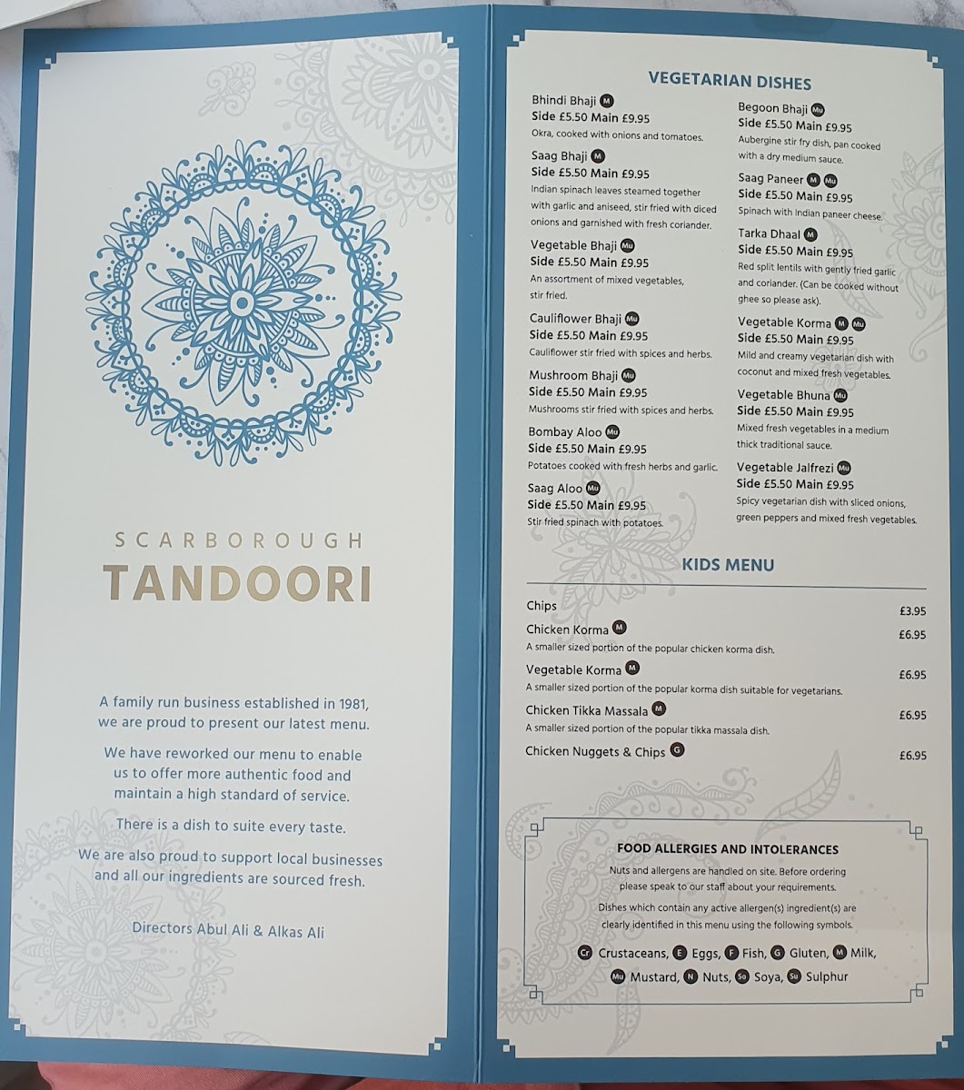 Menu Scarborough Tandoori Restaurant-1
