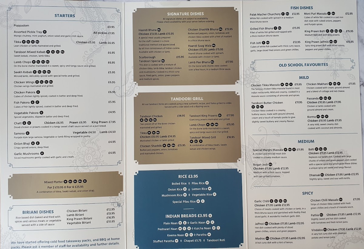 Menu Scarborough Tandoori Restaurant-2